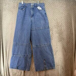 Forever 21 Womens 28 Denim Jeans Blue Wide Leg High Rise Light Wash Stretch